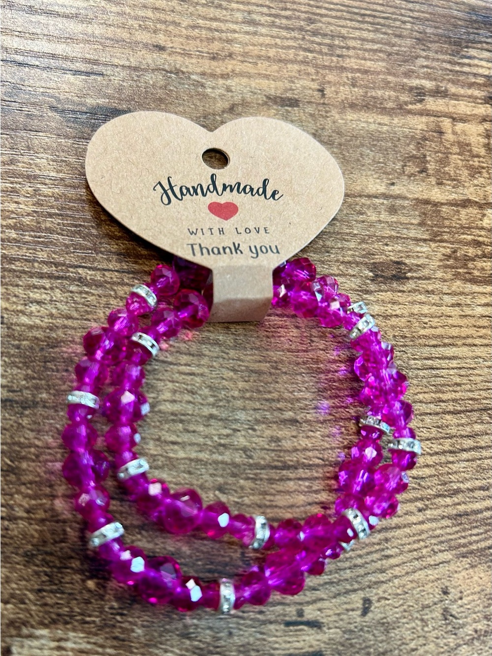 Fuchsia Crystal Mommy & Me Stretch Bracelet Set
